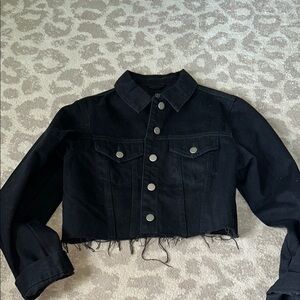 Inaka Black Denim Cropped Jacket NWOT